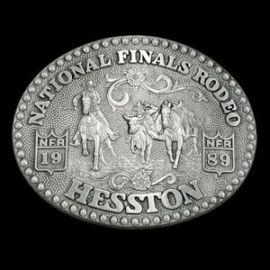 1989 Hesston National Finals Rodeo NFR Belt Buckle Fred Fellows Vintage Western